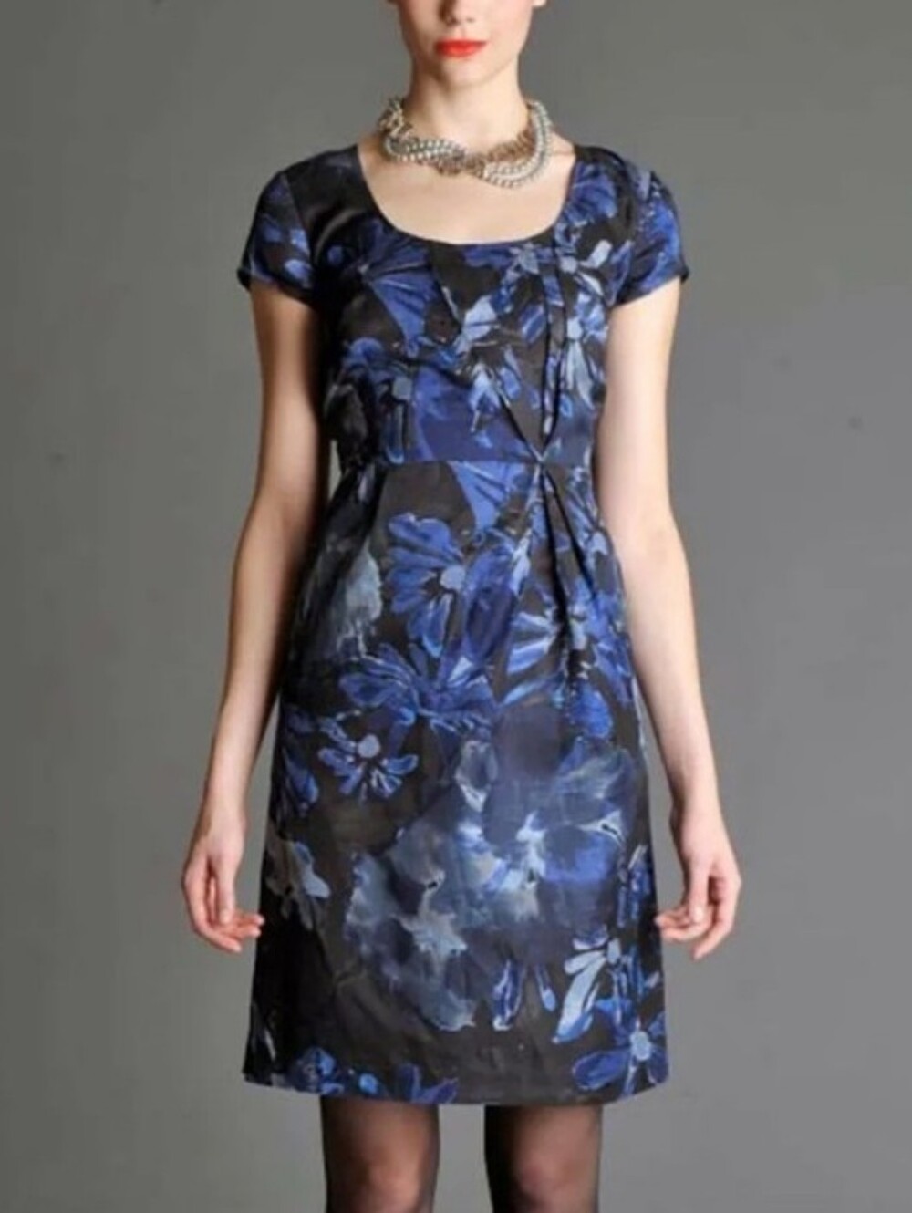 Banana Republic Mad Men Blue Floral A-line Pocket Dress 60s Business Casual